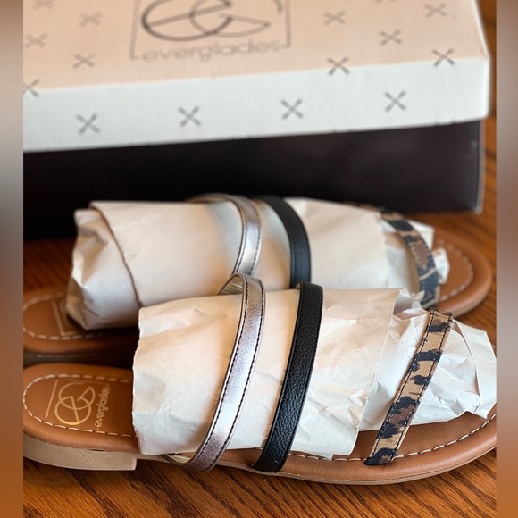 Strappy Sandals, Leopard and Black | Multiple Sizes Available | NEW in box - Picture 2 of 4